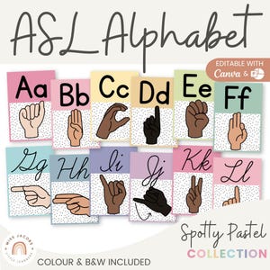 ASL (American Sign Language) Alphabet Posters | SPOTTY PASTELS