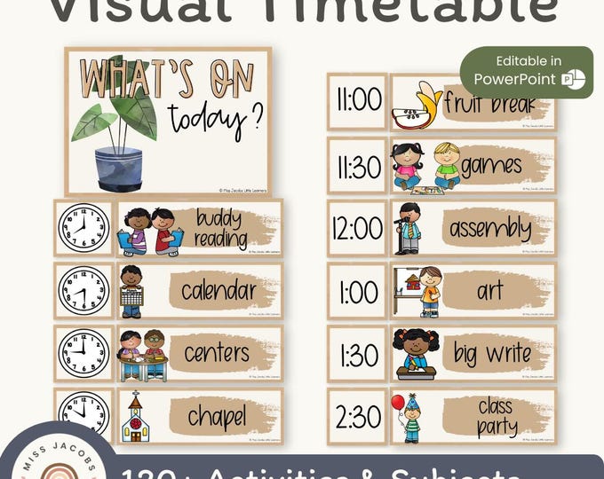Modern Boho Plants Visual Timetable | Rustic Neutral Classroom Decor ...