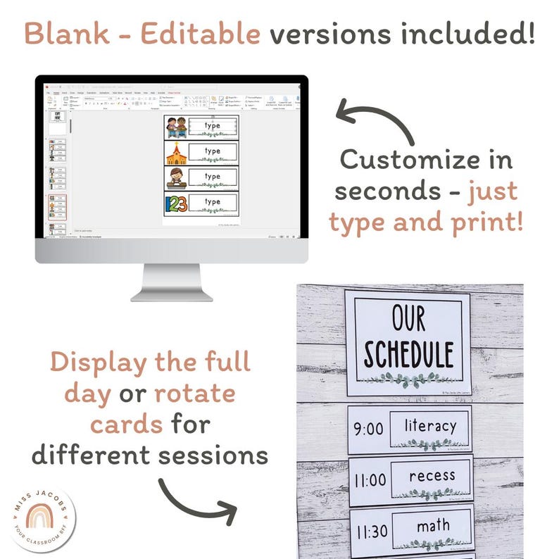 Visual Timetable Cards, Editable Classroom Schedule Set, Printable ...