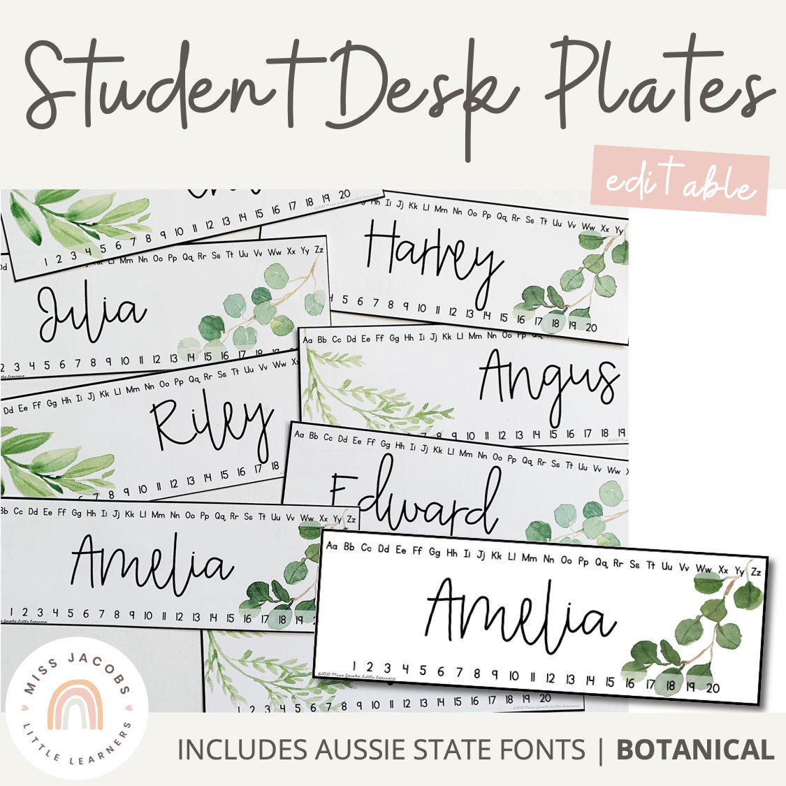 BOTANICAL Classroom Labels and Student Desk Plates Editable Etsy