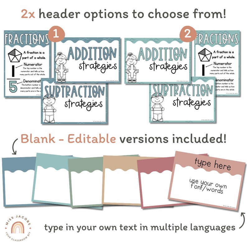Math Posters Bundle | Cute Sea Life Classroom Decor | Editable - Etsy ...