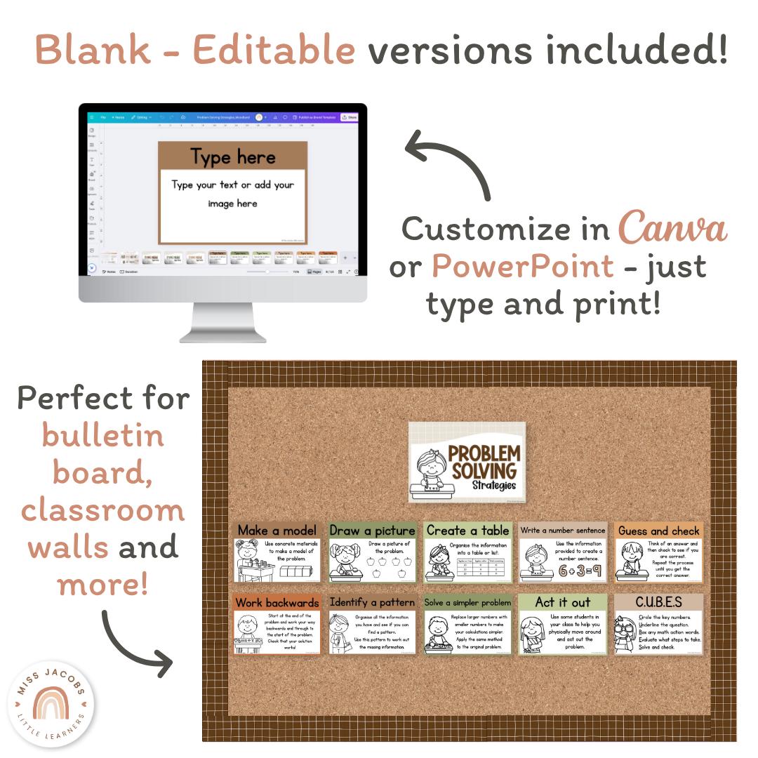 Math Problem Solving Posters, Woodland Neutral Theme Math Strategies ...