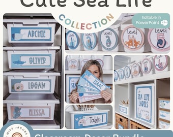 Cute Sea Life Classroom Decor Bundle | Under the Sea Theme | Editable
