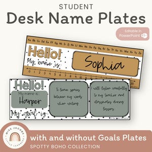 Student Name & Goals Plates | SPOTTY BOHO | EDITABLE