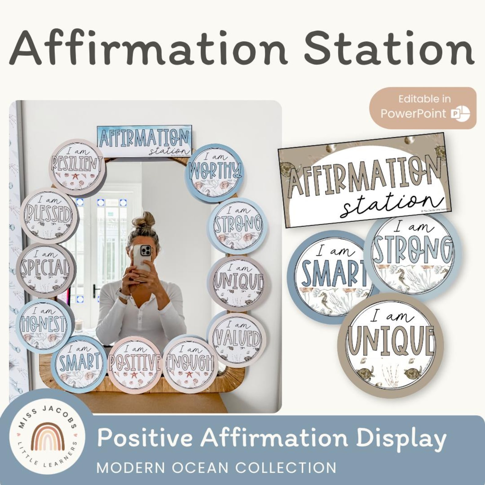 Affirmation Station, Modern Ocean Theme, Positive Affirmation Cards ...