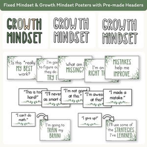 Growth Mindset Posters Eucalyptus - Modern Botanical Decor - Miss Jacobs Little Learners
