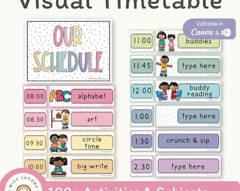 Visual Timetable | SPOTTY PASTELS Classroom Decor | Editable