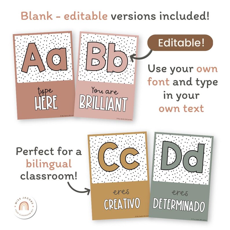 Spotty Boho Affirmation Alphabet Posters, Editable Classroom Decor ...