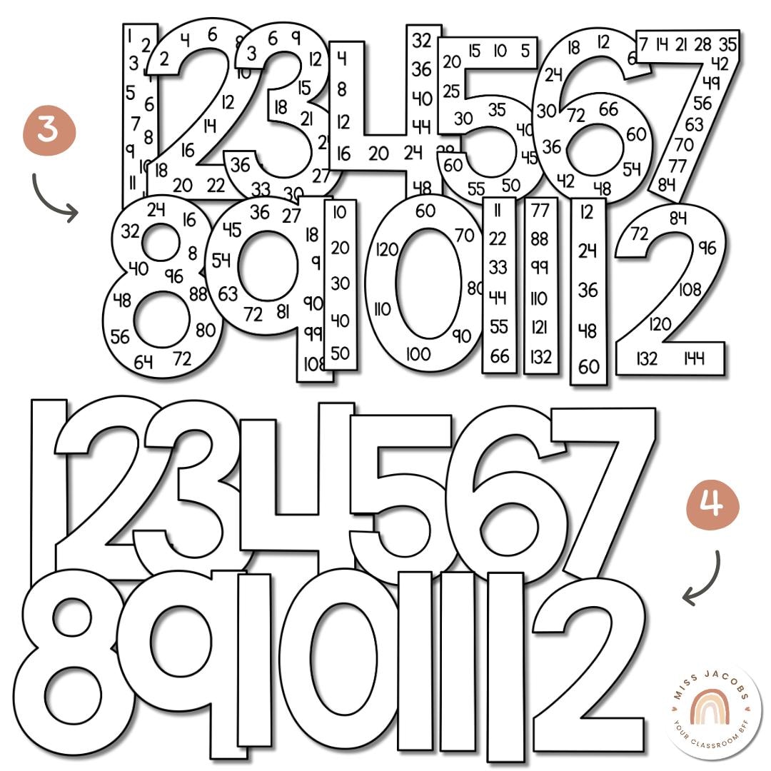 Skip Counting | Multiples Large Number Display | Muted Rainbow ...