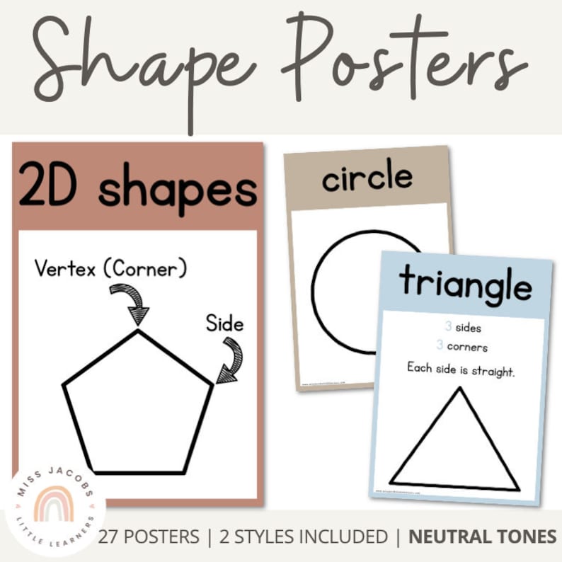 BOHO NEUTRAL Shape Posters | Neutral Classroom Decor image 1