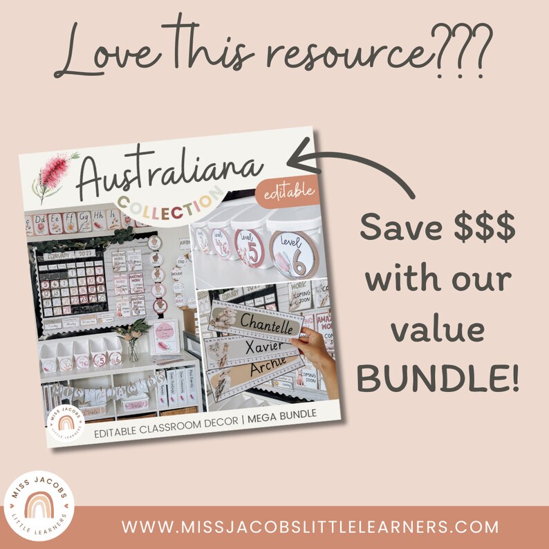 AUSTRALIANA Student Desk Plates | Editable Classroom Decor - Etsy