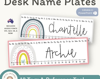 Targhetta/Etichette per scrivania studenti MODERN RAINBOW / Modificabile / Decorazione per aula dai colori rilassanti