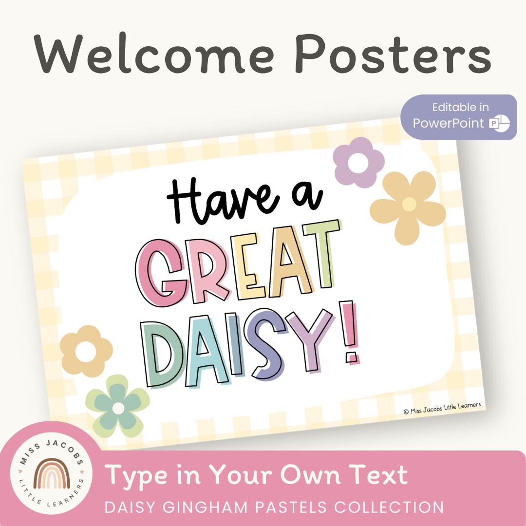 Welcome Posters | Daisy Gingham Pastels Classroom Decor | Editable - Etsy