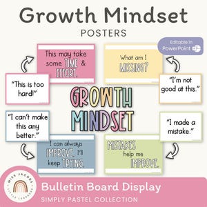 Modern Growth Mindset Display | Simple Pastels Classroom Decor | Editable