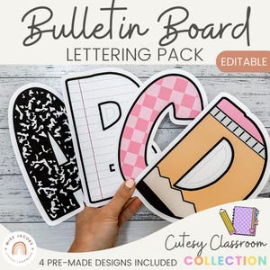 Cutesy Bulletin Board Letters, Custom Bulletin Board Letters, Back to School Bulletin Board Ideas, Printable Lettering Pack Classroom Decor