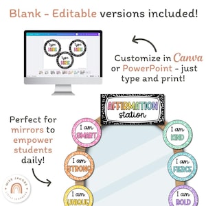 Cutesy Affirmation Station, Editable Classroom Affirmation Poster ...