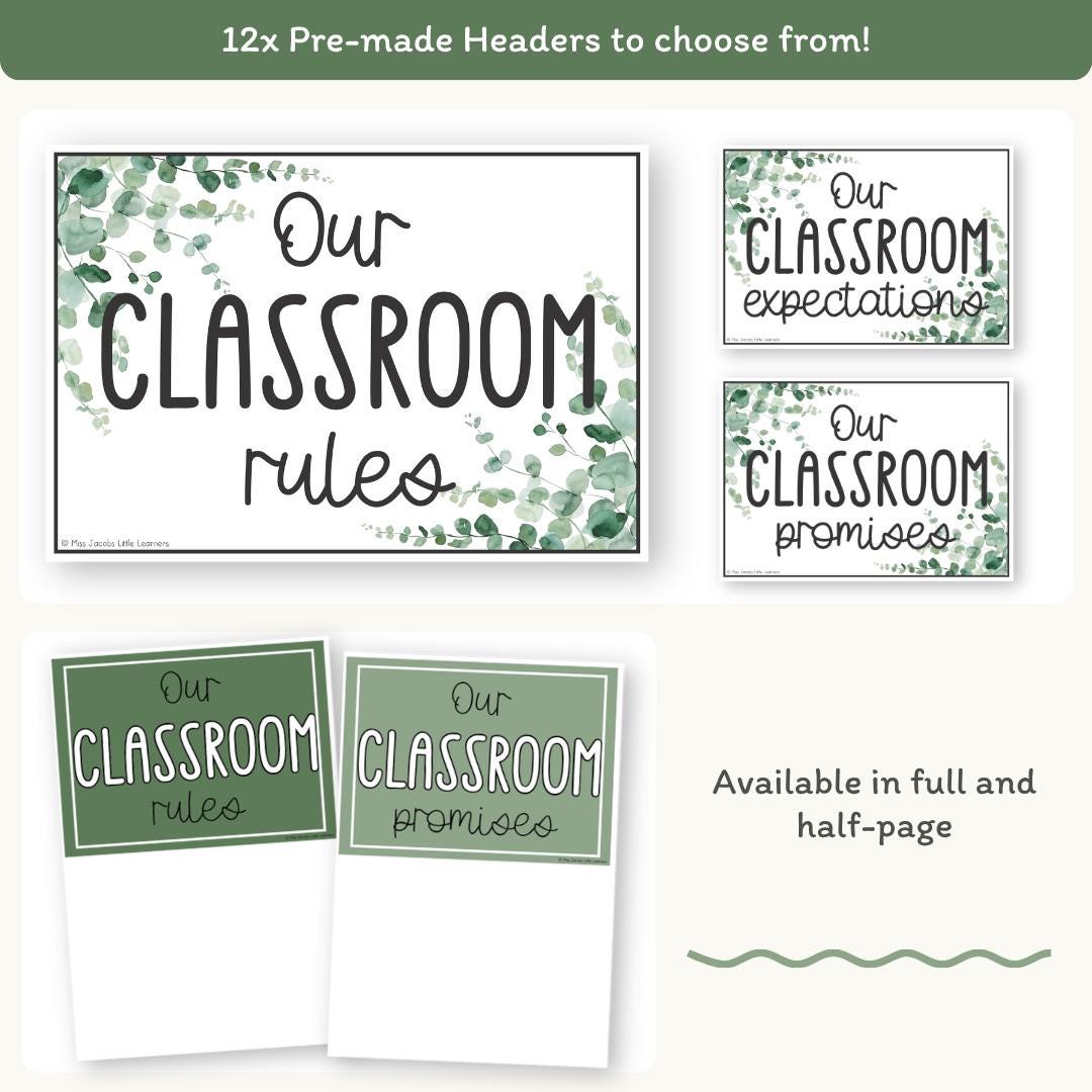 Classroom Rules & Expectations Posters With Visuals, Modern Botanical ...