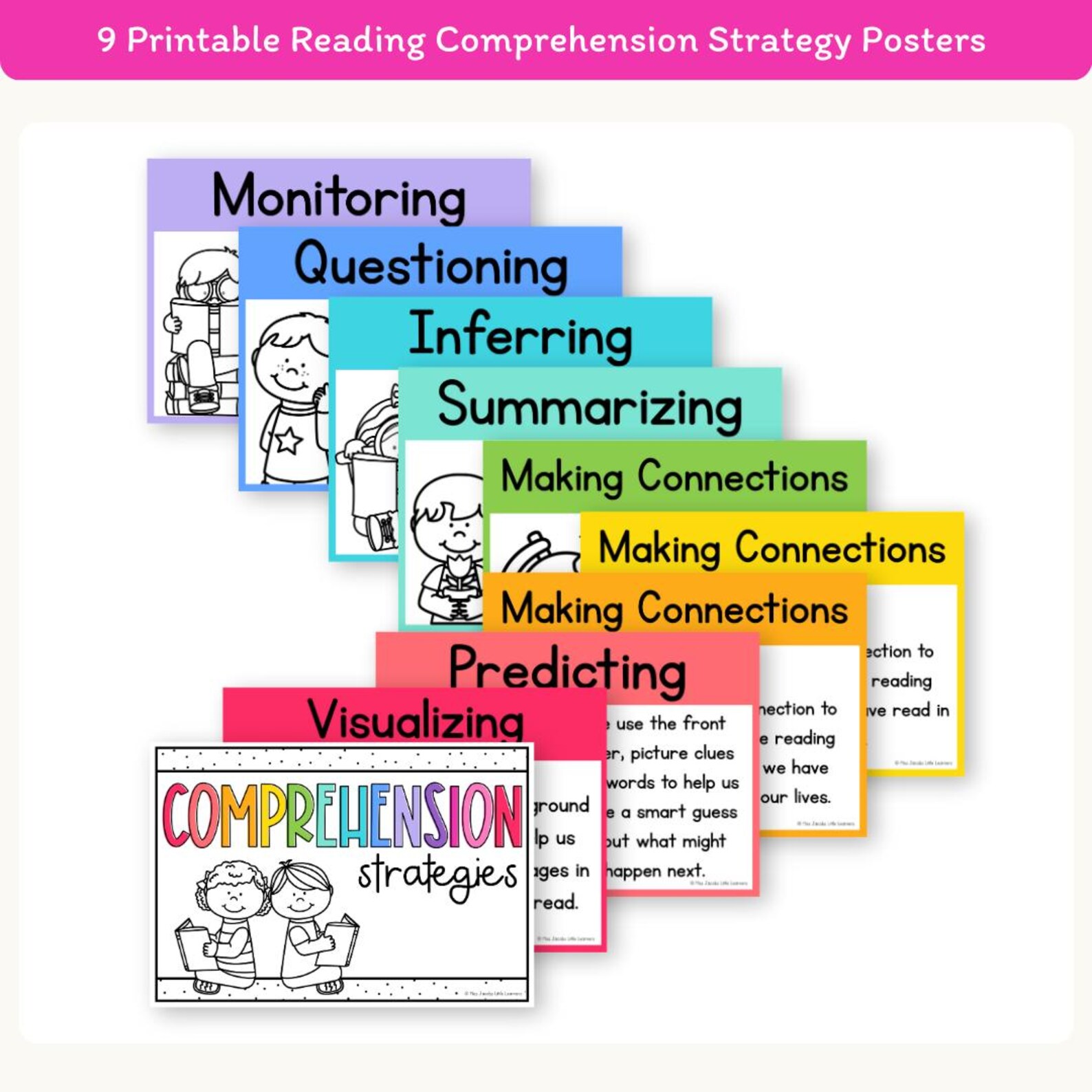 Comprehension Strategy Posters | RAINBOW BRIGHTS Classroom Decor - Etsy