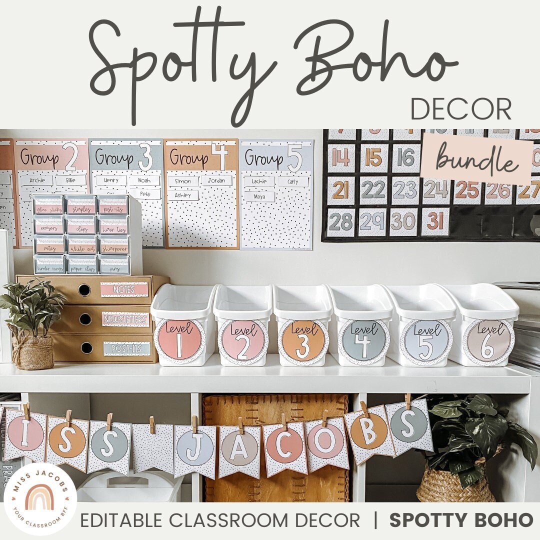 SPOTTY BOHO Classroom Decor Bundle Boho Classroom - Etsy