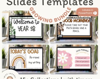 Morning Meeting Google Slides Mega Bundle With Timers, Editable PowerPoint Templates, Daily Classroom Agenda, Digital Teacher Slides