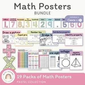 Math Posters Bundle | SPOTTY PASTELS | Muted Rainbow Classroom Decor - Etsy