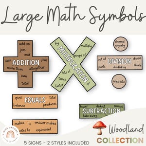 Math Symbols Posters Printable, Large Neutral Theme Math Operation ...