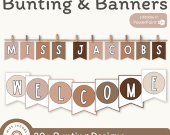 Bulletin Board Bunting | OMBRE NEUTRALS | Editable