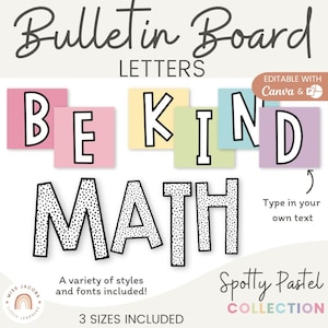 Groovy Bulletin Board Lettering Pack | Editable SPOTTY PASTEL Display Headers