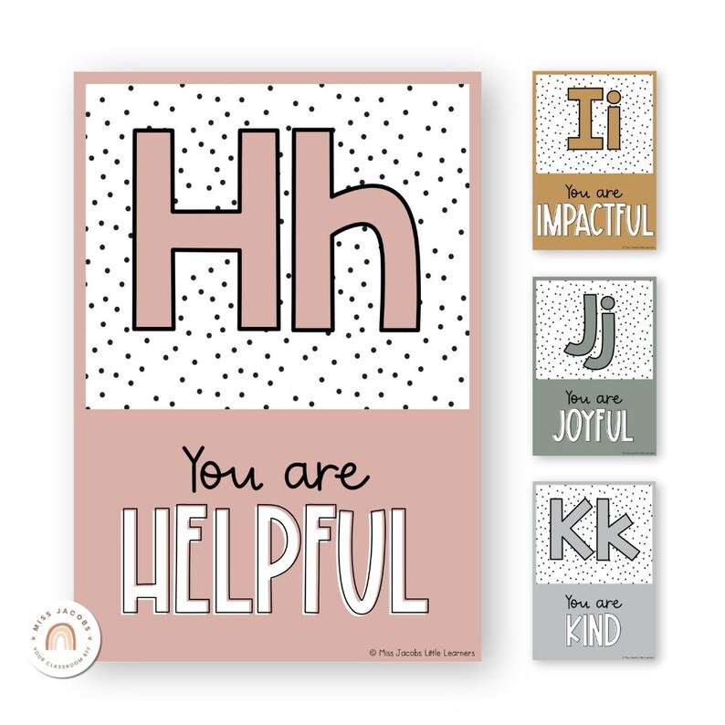 Spotty Boho Affirmation Alphabet Posters, Editable Classroom Decor ...