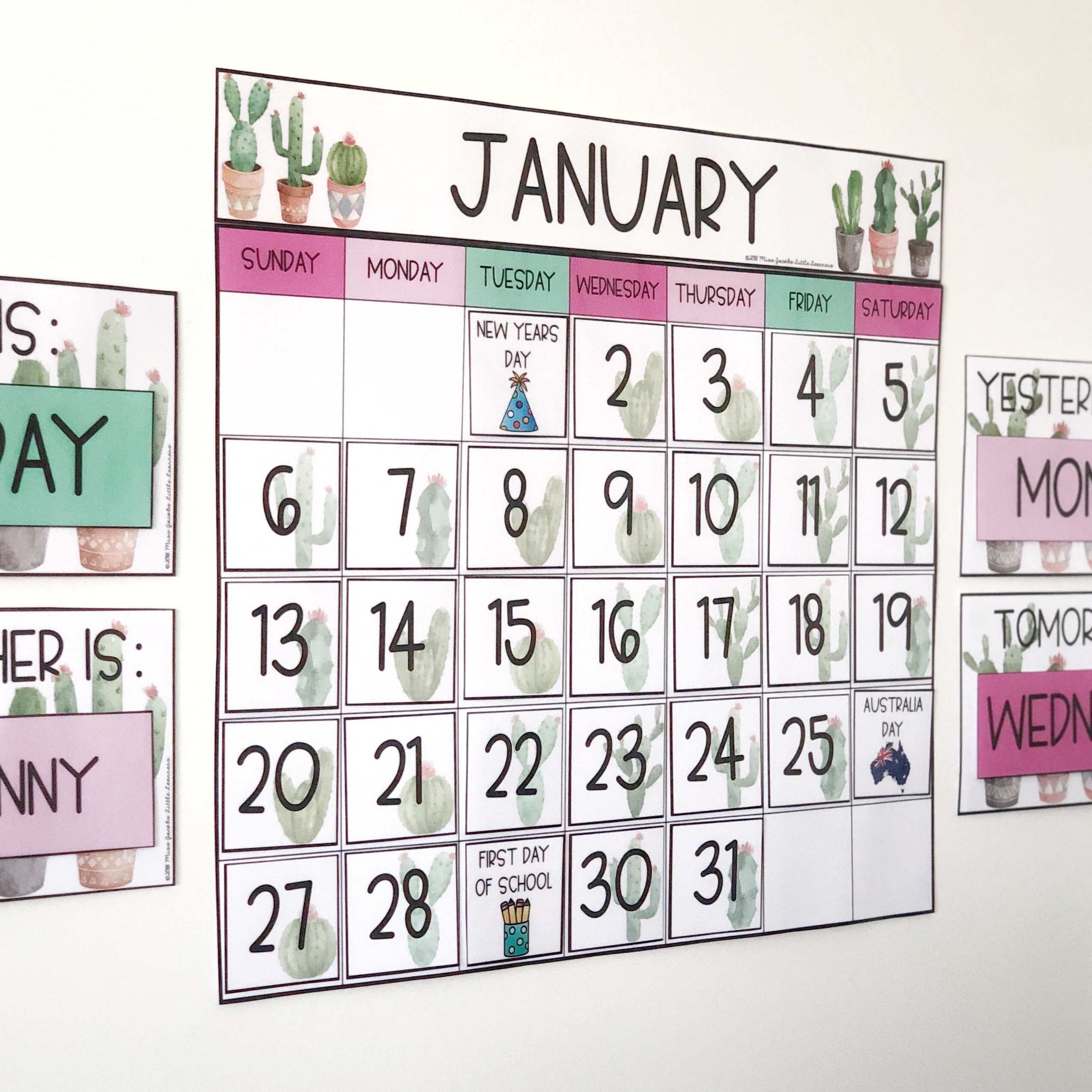 CACTUS Classroom Calendar & Weather Display Cactus Classroom Etsy