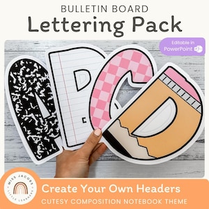 Niedliches Bulletin Board Buchstaben, Benutzerdefinierte Bulletin Board Buchstaben, Bulletin Board Ideen für den Schulanfang, druckbare Lettering Pack Klassenzimmer Dekoration