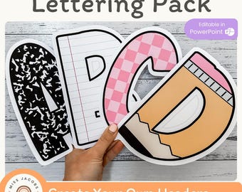 Cutesy Bulletin Board Letters, Custom Bulletin Board Letters, Back to School Bulletin Board Ideas, Printable Lettering Pack Classroom Decor