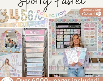 SPOTTY PASTELS Classroom Decor Bundle | Muted Rainbow Decor | Editable