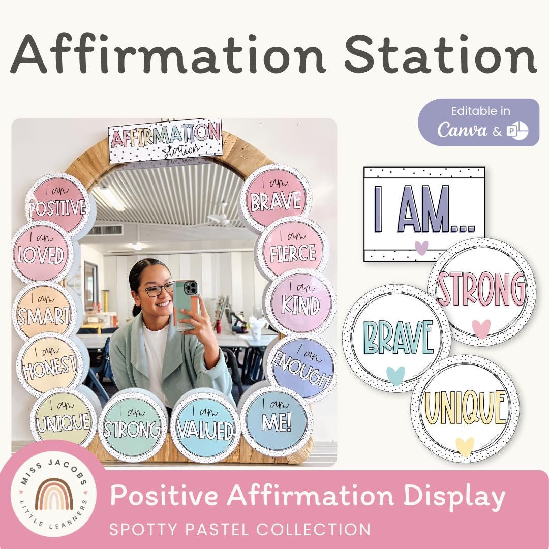 Affirmation Station | SPOTTY PASTELS | Editable - Etsy