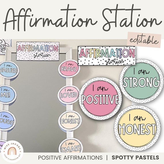 Affirmation Station SPOTTY PASTELS Editable - Etsy