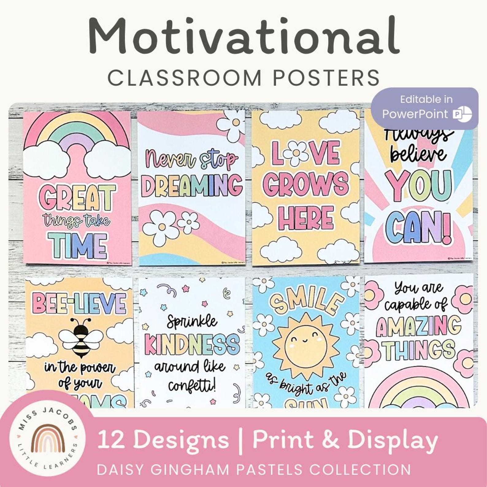 Motivational Classroom Posters | Growth Mindset Bulletin Board | Daisy ...