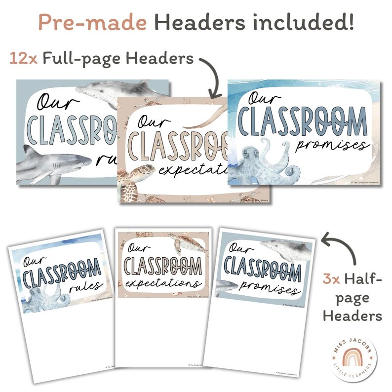 Classroom Rules Posters for Classroom Management | Modern Ocean Decor ...