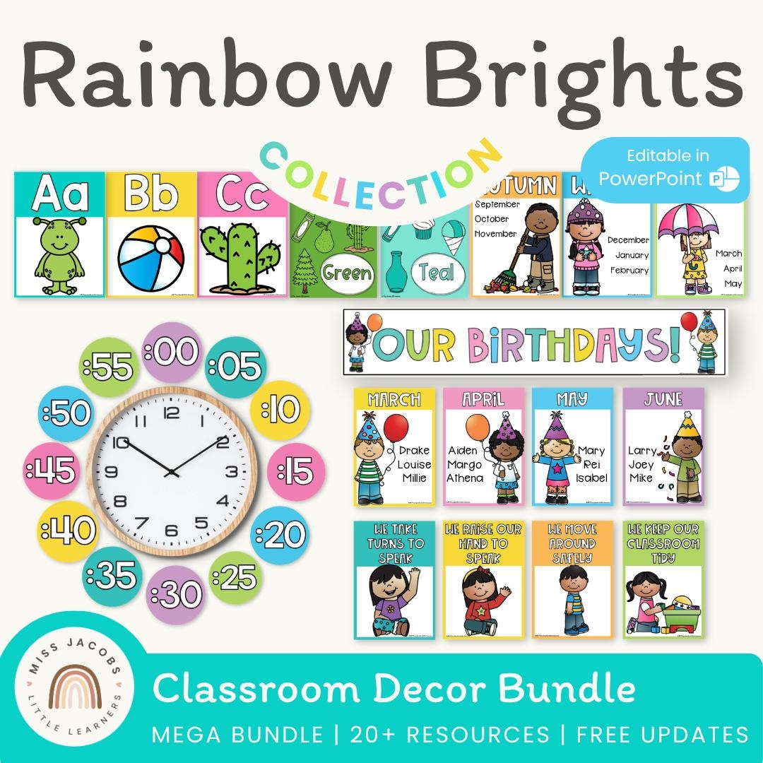 RAINBOW BRIGHTS Classroom Decor Bundle - Etsy