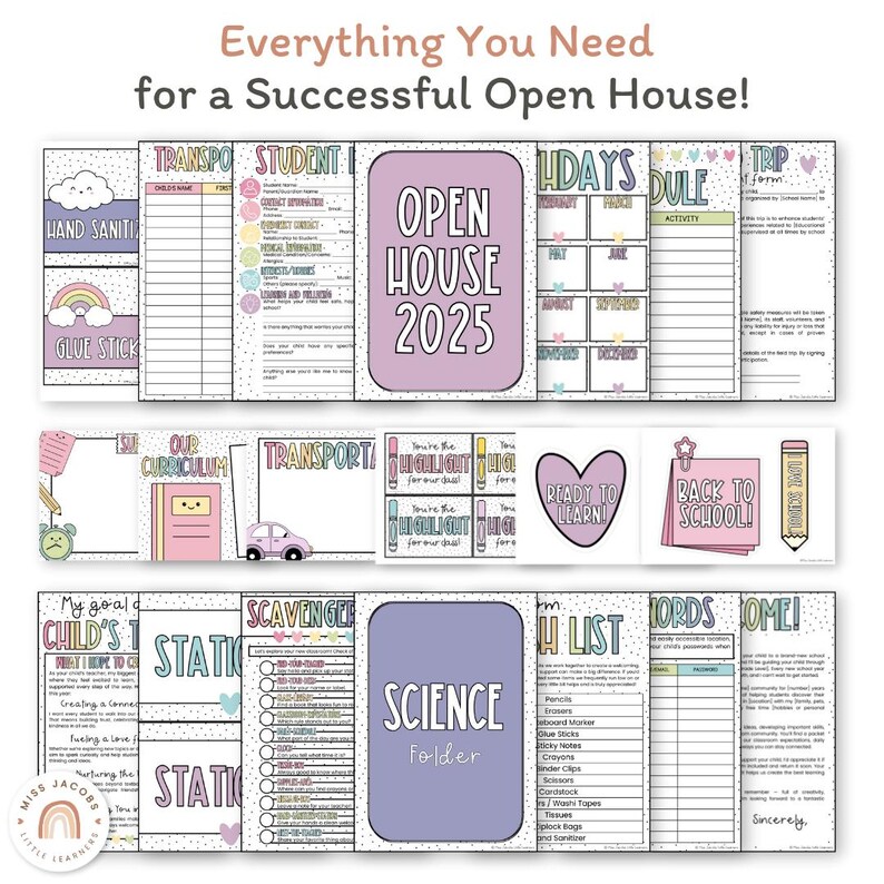 Open House Forms Bundle Spotty Pastel, Back to School Night Templates ...