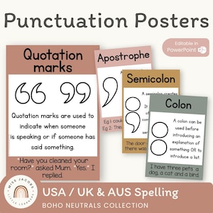 Pôsteres de pontuação NEUTROS | Paleta de cores Boho | Decoração neutra para sala de aula