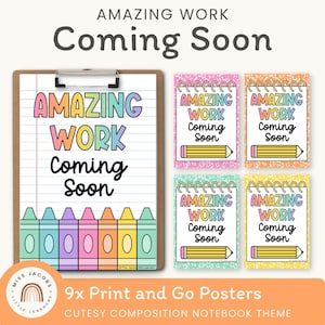 Cutesy erstaunliche Arbeit, die bald Plakate, helle bunte Bulletin Board-Anzeige, Studentenarbeit Klassenzimmer Poster, Komposition Buch Thema