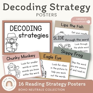 NEUTRAL Decoding Reading Strategy Posters | Boho Color Palette ...