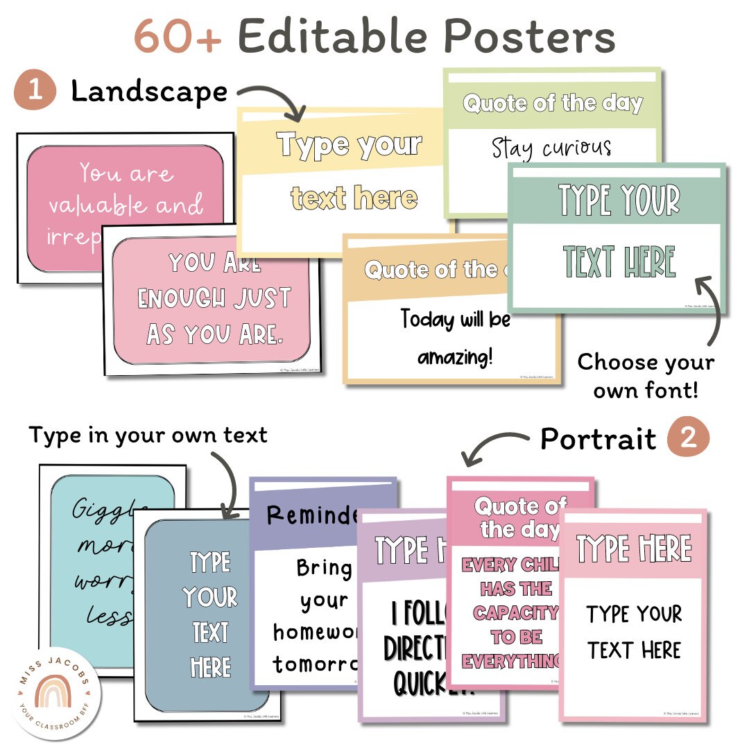 Editable Classroom Posters | PASTELS - Etsy