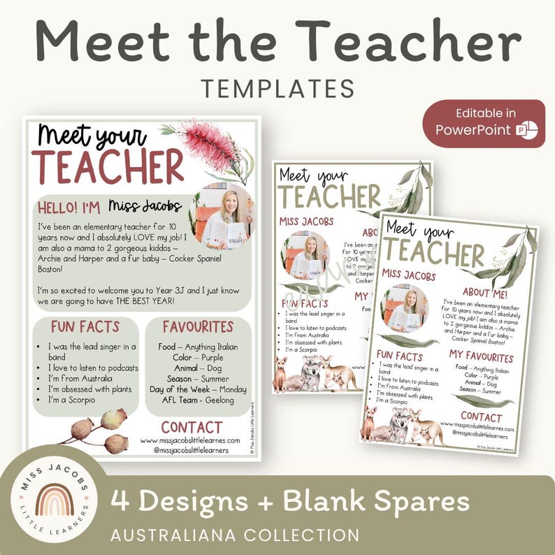 Meet the Teacher Templates | Editable AUSTRALIANA Decor - Etsy
