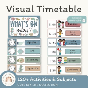 Cute Sea Life Visual Schedule, Editable Classroom Routine Chart, Ocean Theme Daily Visual Timetable Decor, Printable Kids Schedule Cards