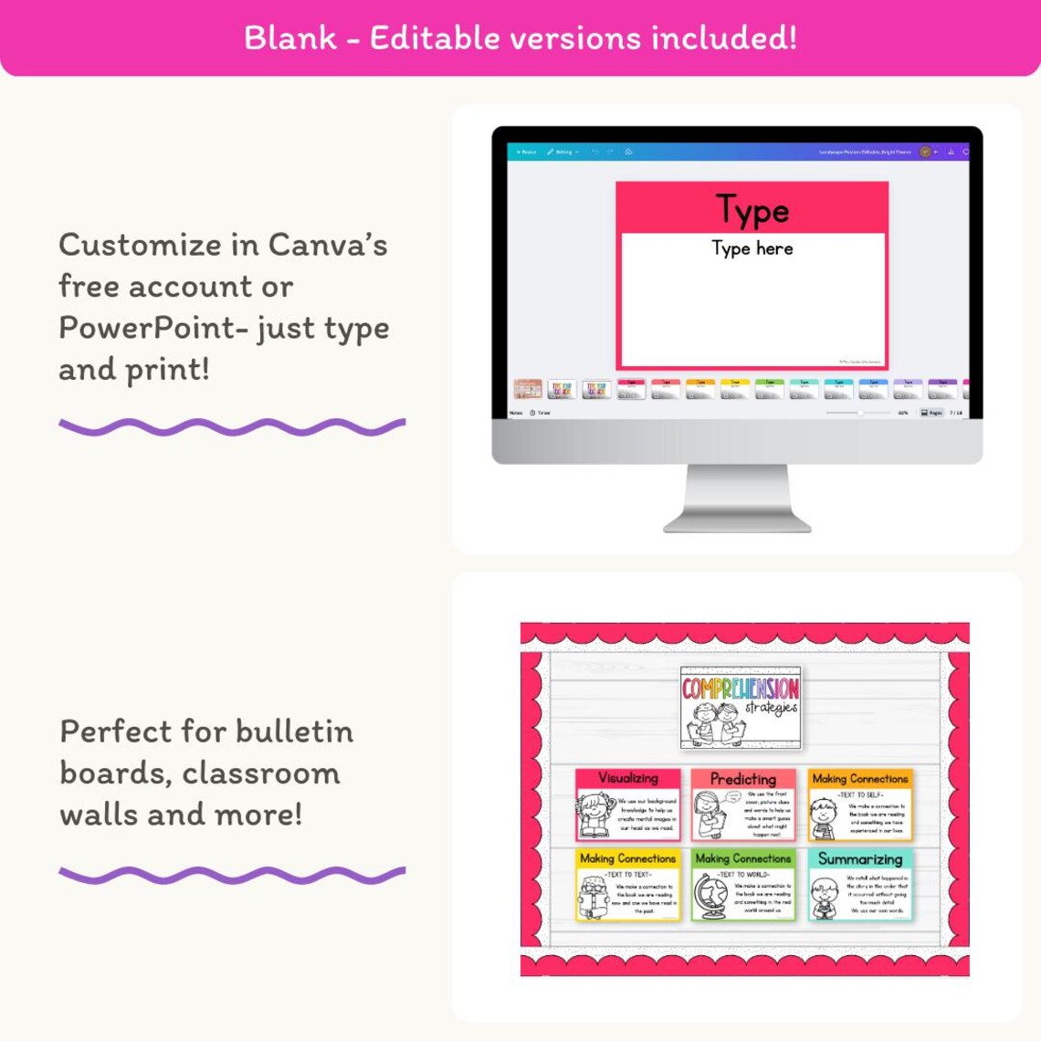 Comprehension Strategy Posters | RAINBOW BRIGHTS Classroom Decor - Etsy