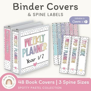 Binder Covers and Spines | SPOTTY PASTELS Classroom Decor | Editable