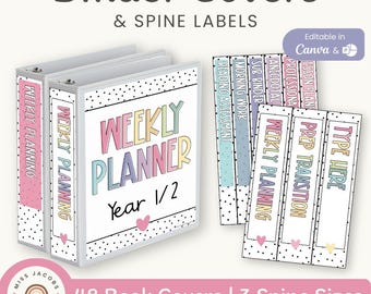 Binder Covers and Spines | SPOTTY PASTELS Classroom Decor | Editable