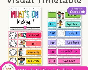 Spotty Brights Visual Schedule, Editable Classroom Visual Timetable, Routine Chart for Kids, Printable Elementary Daily Schedule Template