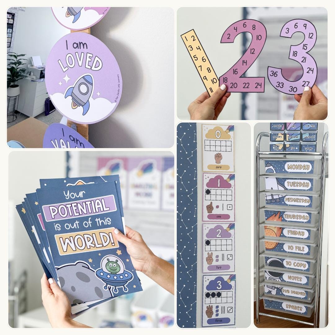 Dreamy Space Classroom Decor Bundle: Pastel Pop Galaxy Theme Classroom ...